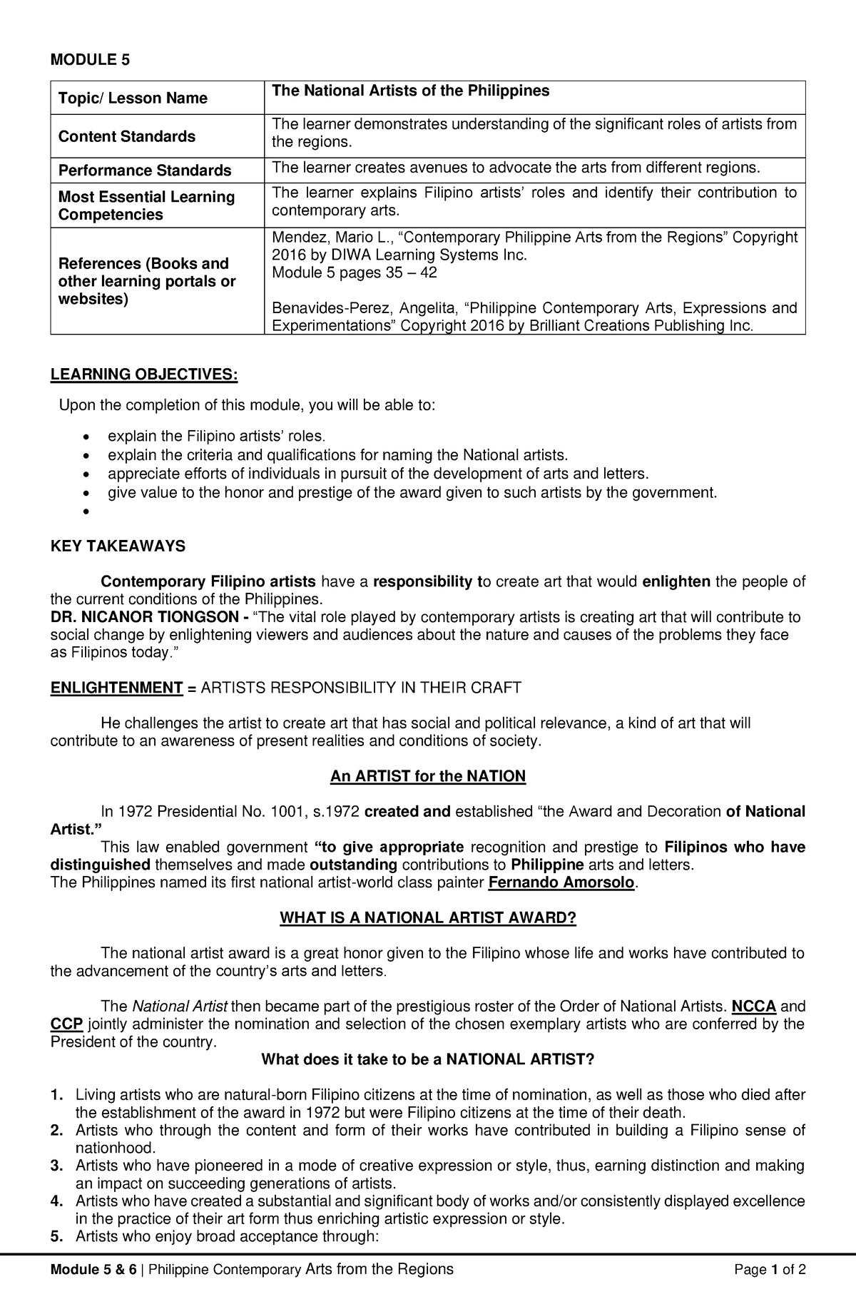 Module 5 Conptemporary Philippine Arts from the Regions - Module 5 & 6 ...