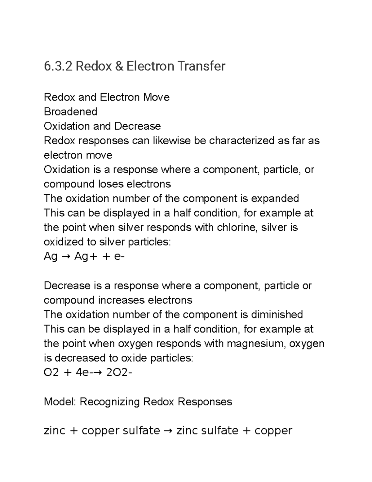 Redox and electron transfer 6 - 6.3 Redox & Electron Transfer Redox and ...