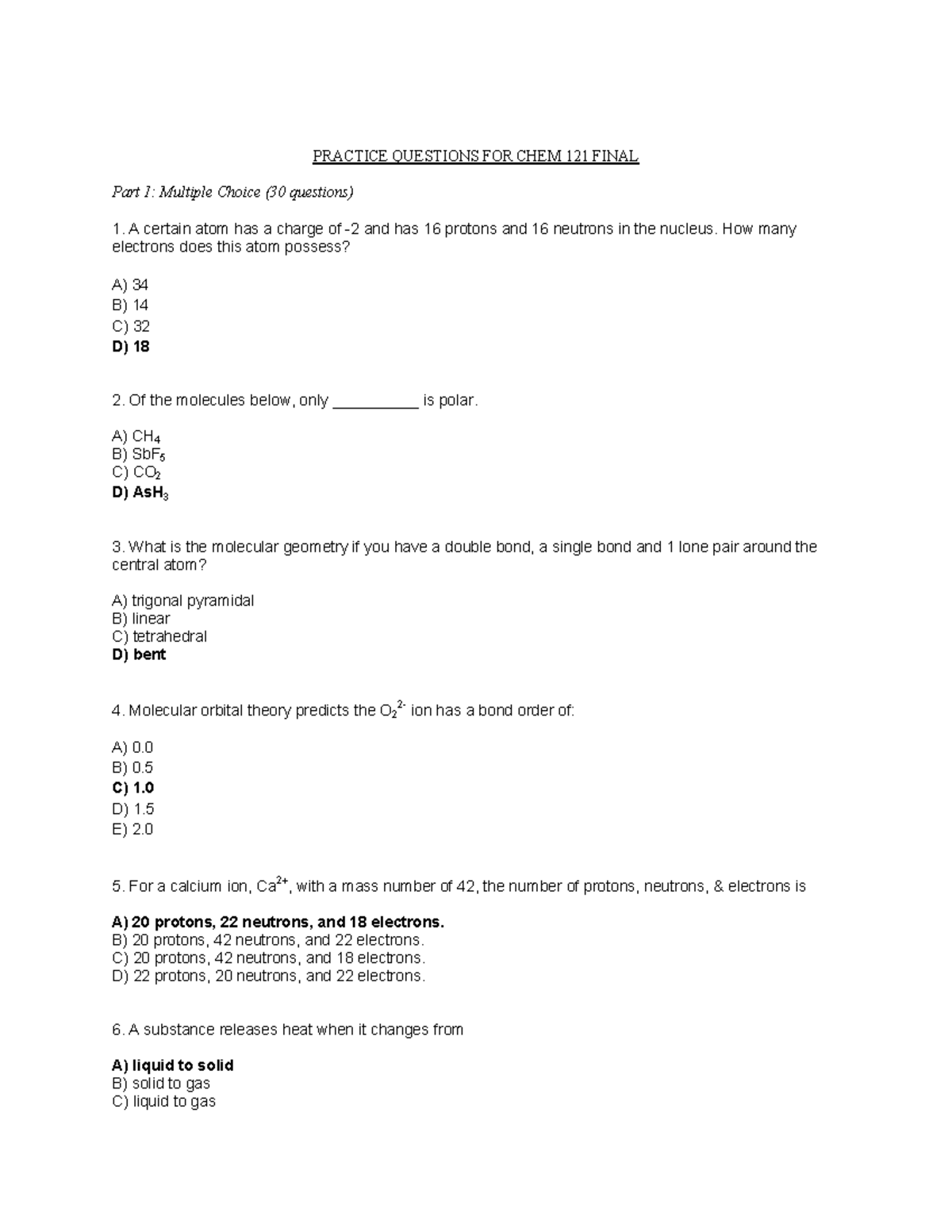 Sample/practice exam 2011, questions and answers - - Studocu