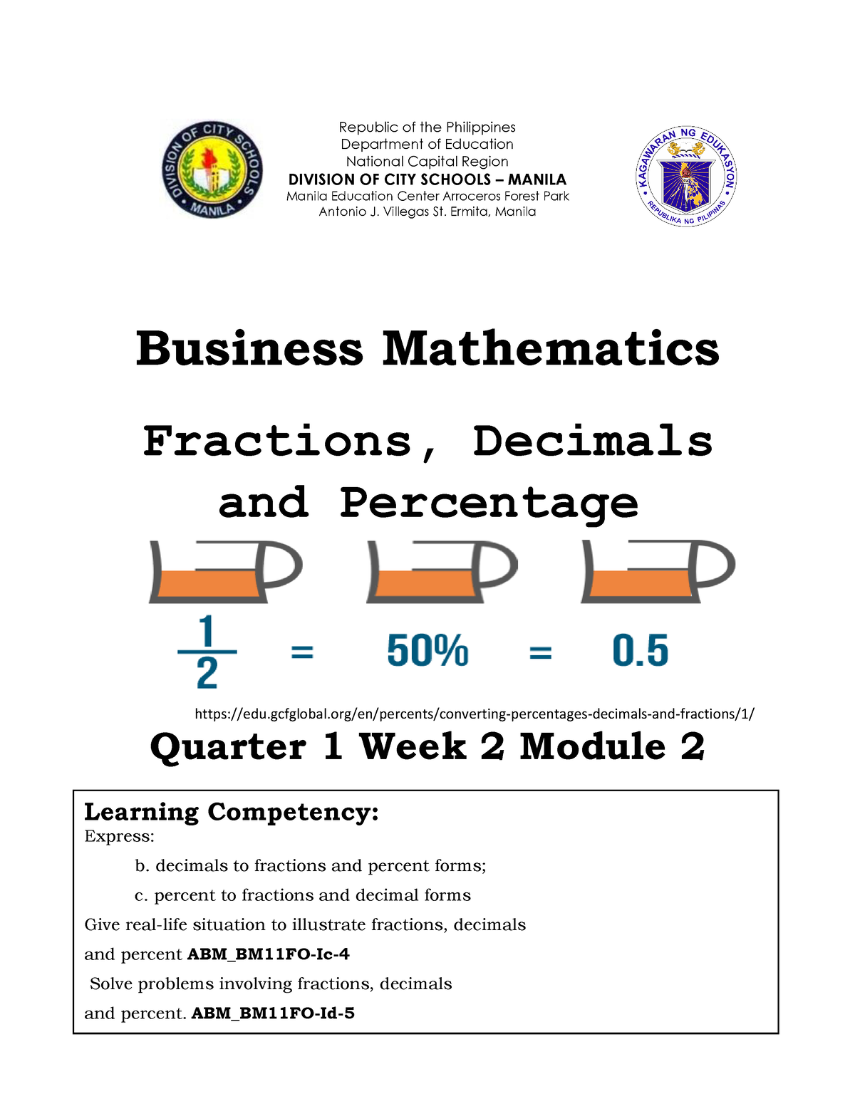 ABM 11 Business Mathematics Q1 W2 Mod2 - Republic Of The Philippines ...