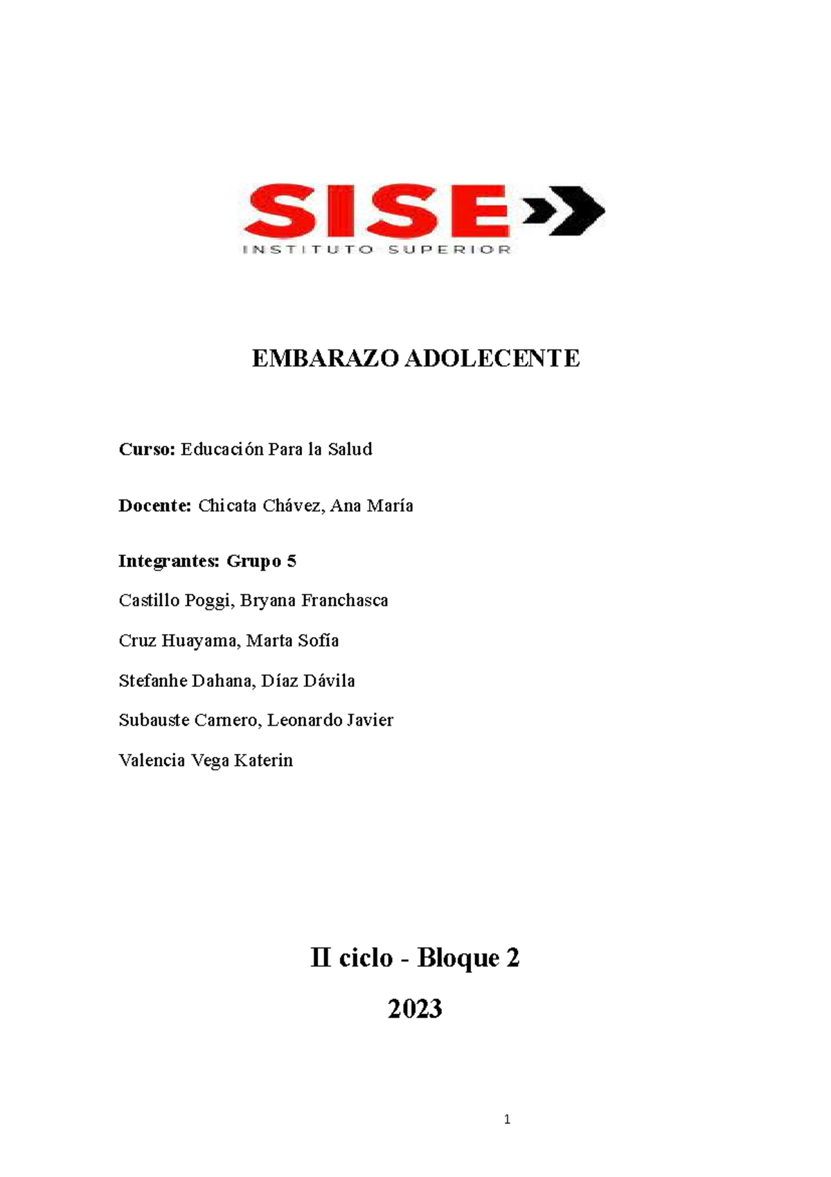 Embarazo Adolecente - HHHH - EMBARAZO ADOLECENTE Curso: Educación Para ...