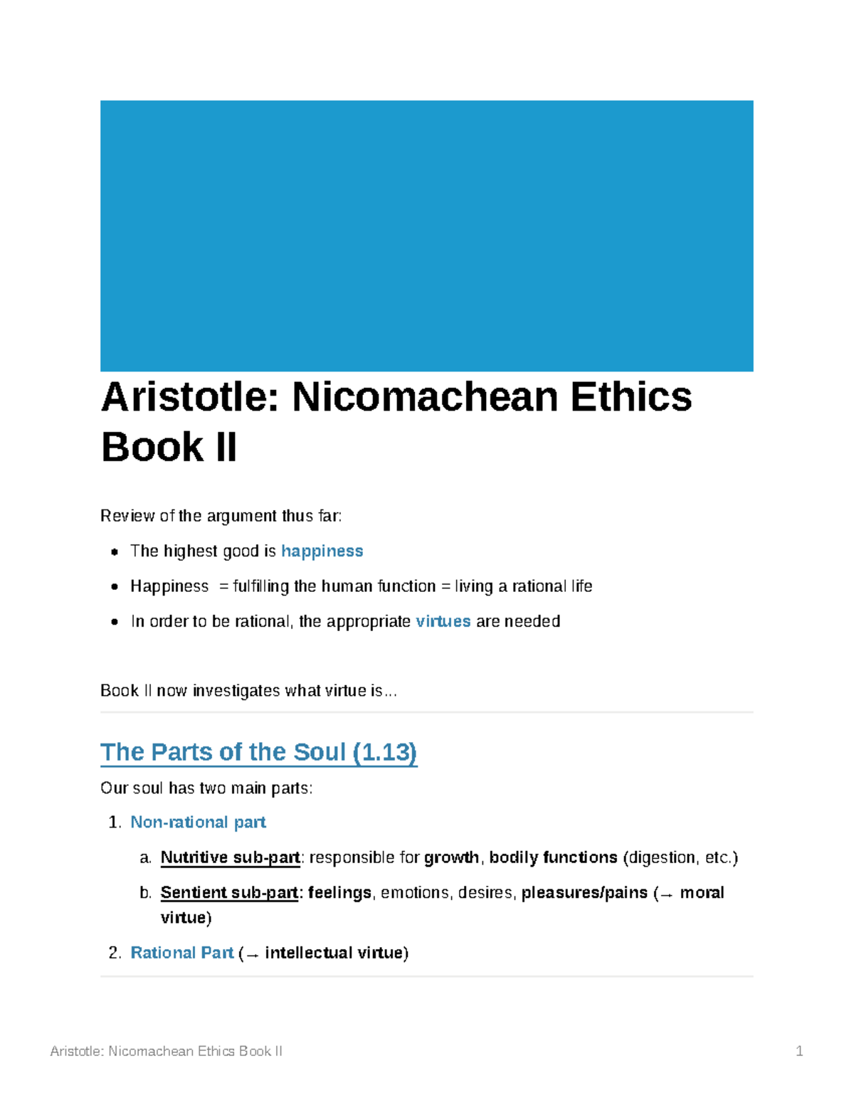 nicomachean ethics argument essay