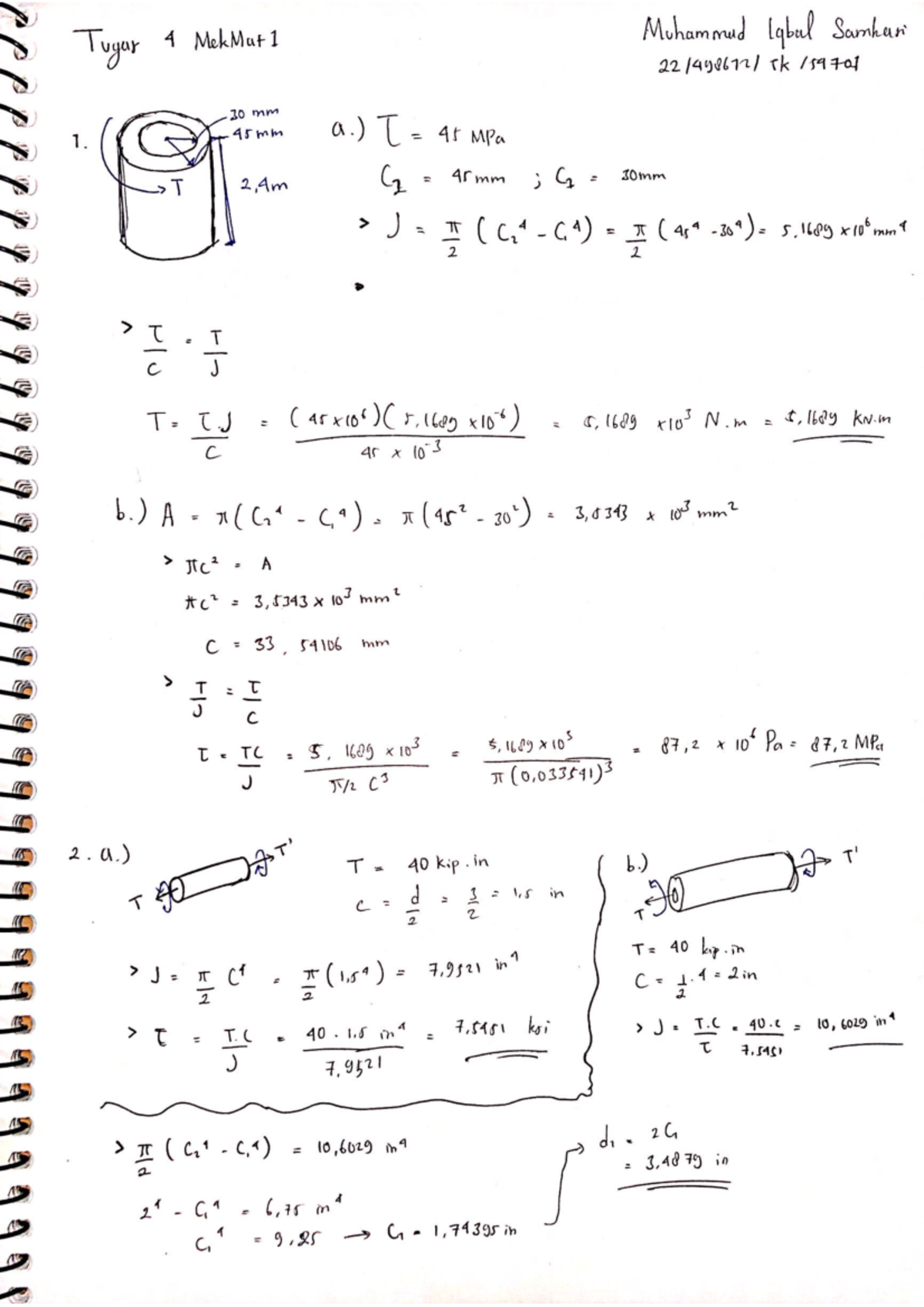 Tugas 4 Mek Mat 1 Statika Struktur Statics Of Structure Studocu