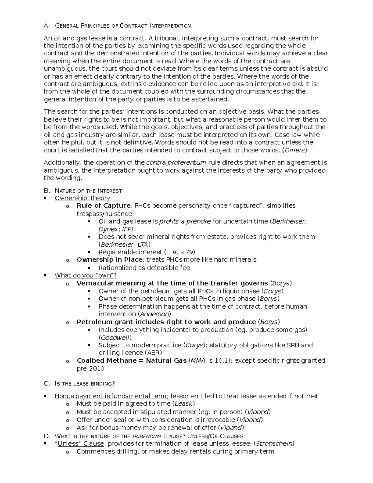 OG Framework - notes - A. GENERAL PRINCIPLES OF CONTRACT INTERPRETATION ...