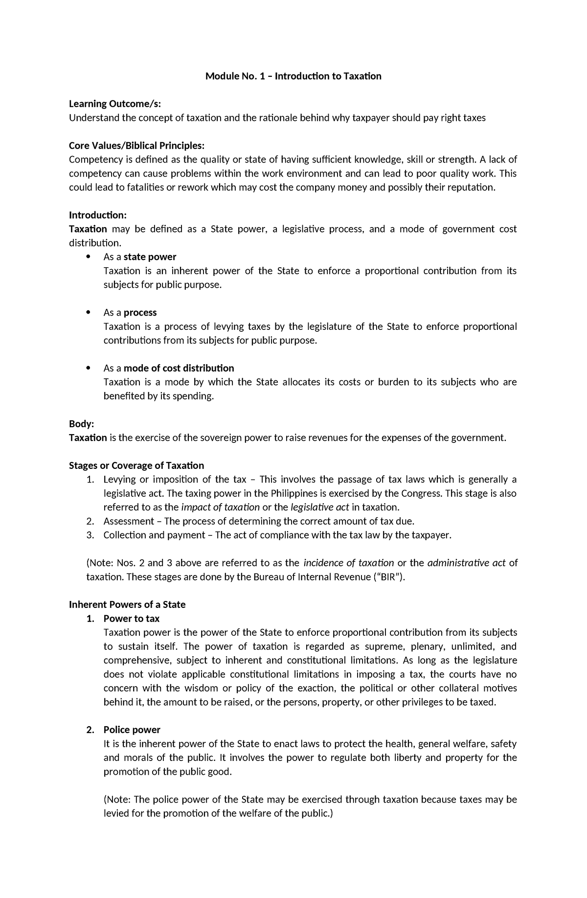 Module No 1 - Intro To Taxation - Module No. 1 – Introduction To ...