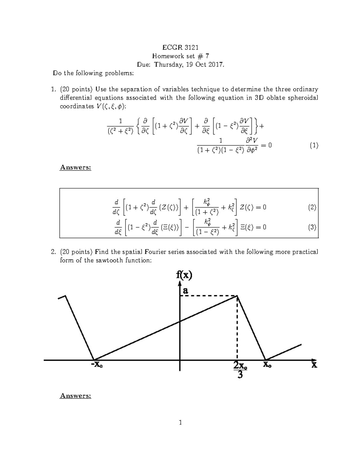 Hw7 Answers - Homework Solution - ECGR 3121 Homework Set # 7 Due ...