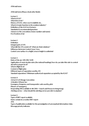 Air Traffic Management Mid Term Test review note - ATM mid term ATM mid ...
