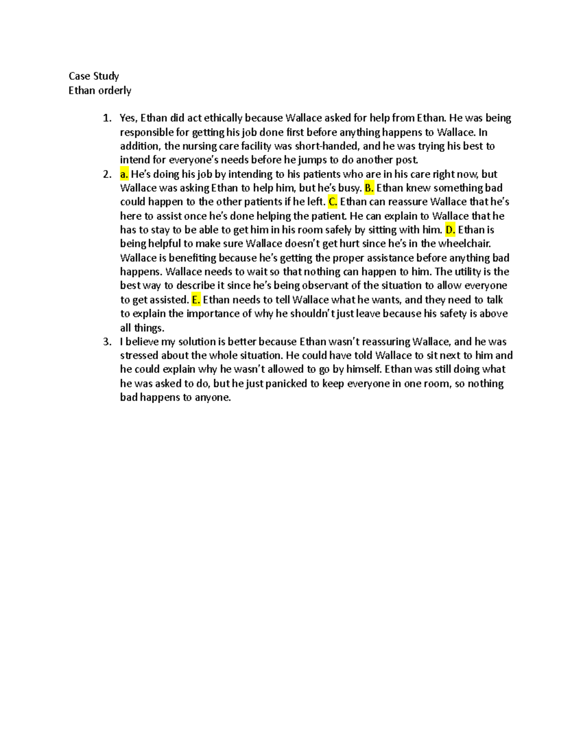 case study ethan and college expenses answer key