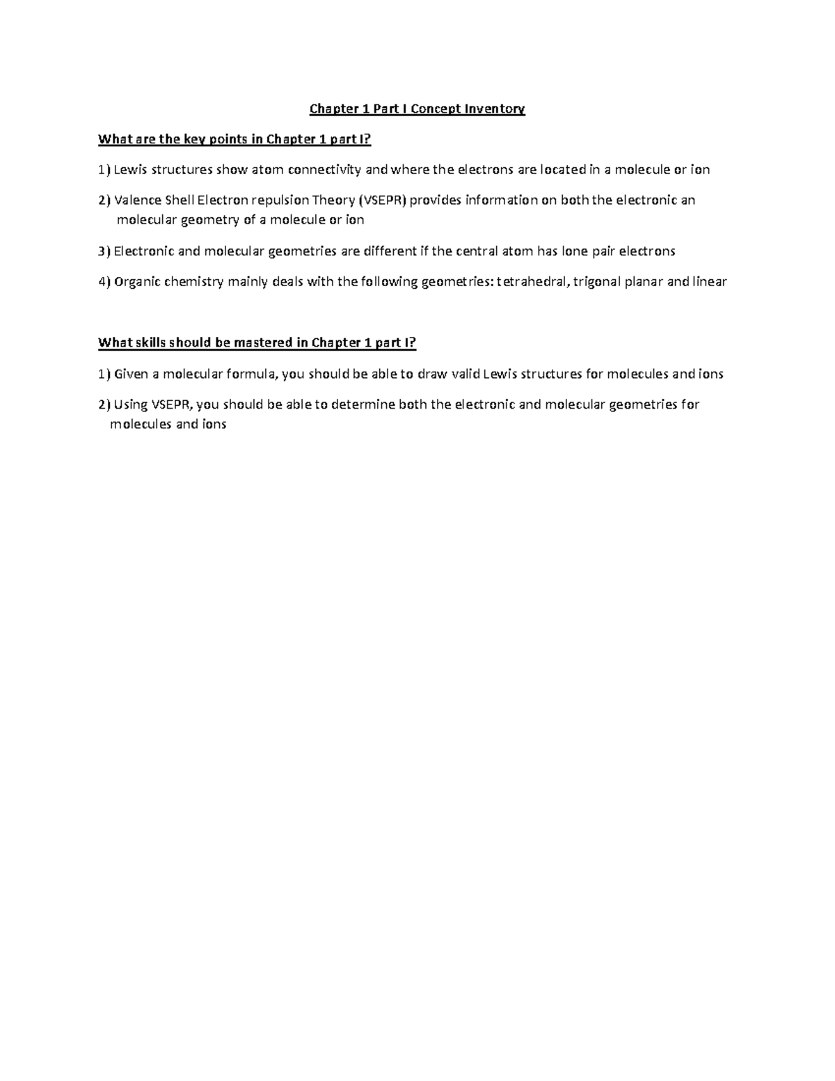 Chapter 1 Part I Concept Inventory - CH 235 - UAB - Studocu