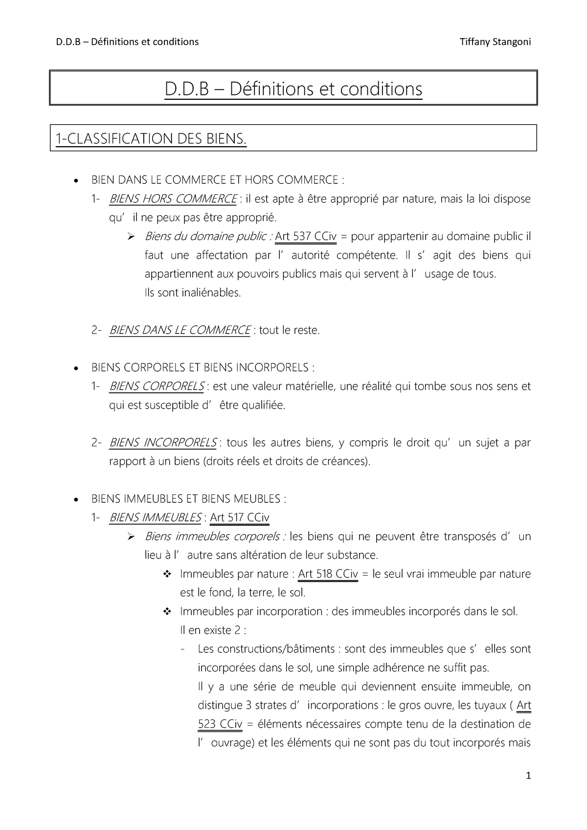 DDB- Definitions Et Conditions - D.D – Définitions Et Conditions 1 ...