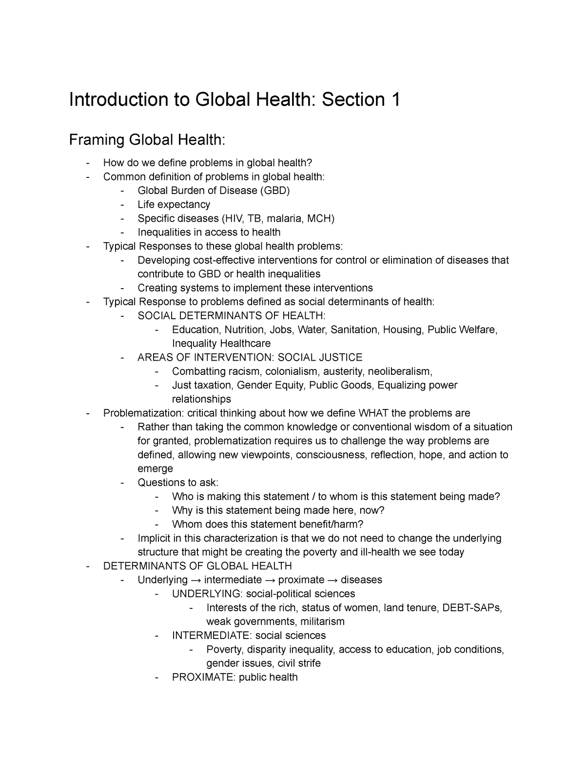 GH 101 Module 1 - Week 1 - Introduction To Global Health: Section 1 ...