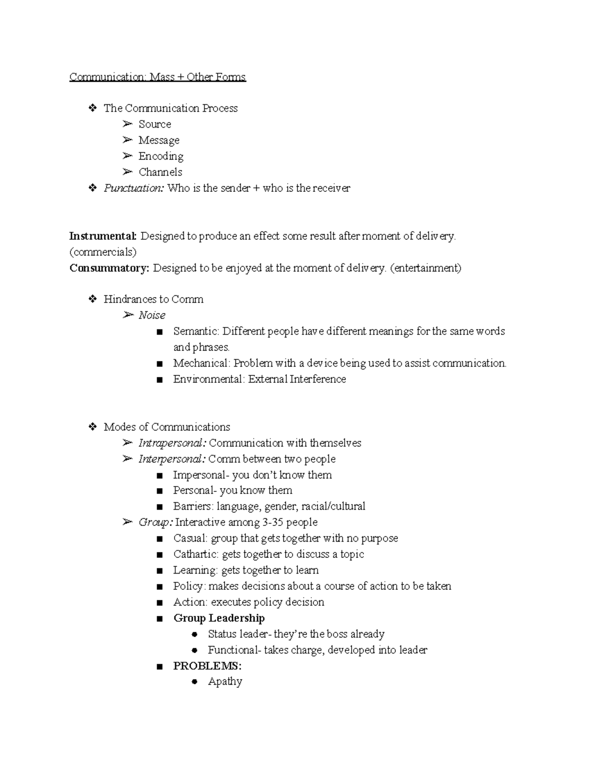 mst-100-lecture-notes-1-3-communication-mass-other-forms-the