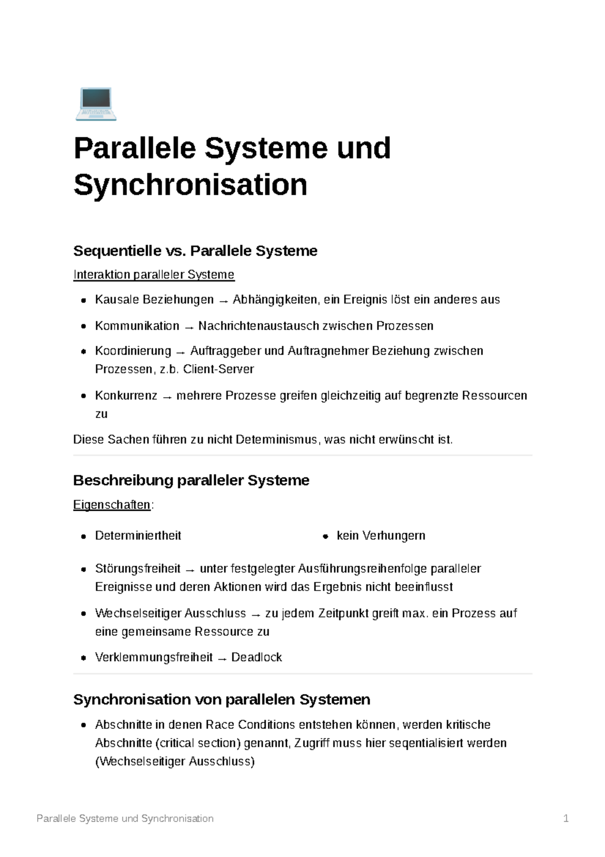 GBS Parallele Systeme und Syschronisation - © Parallele Systeme und ...