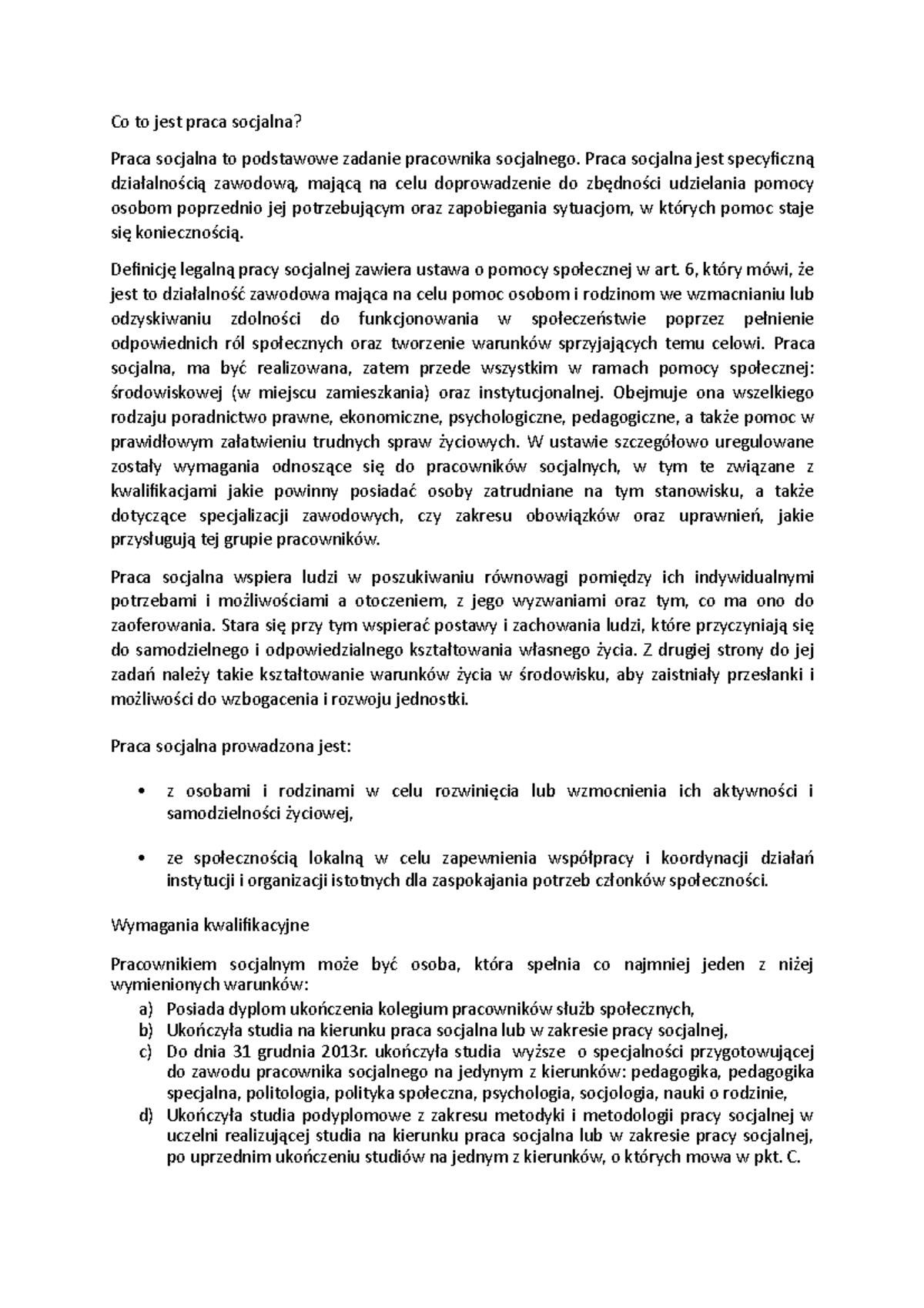 Co to jest praca socjalna - Co to jest praca socjalna? Praca socjalna
