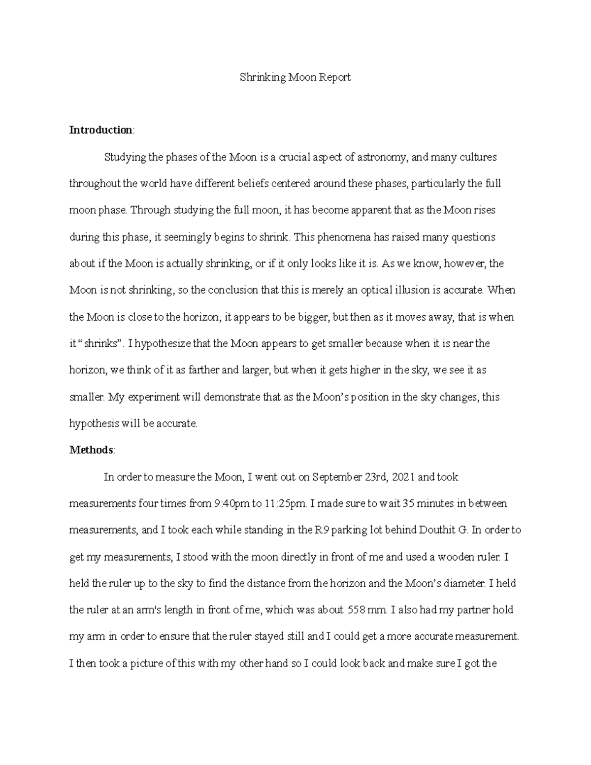 Shrinking Moon Report-3 - Shrinking Moon Report Introduction: Studying ...