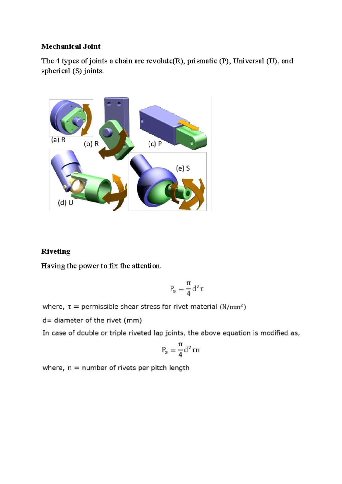 Engineering Design - Engineering in Society - Mechanical Joint The 4 ...