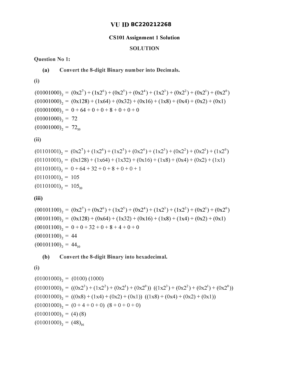 vu eng 101 assignment 1 solution