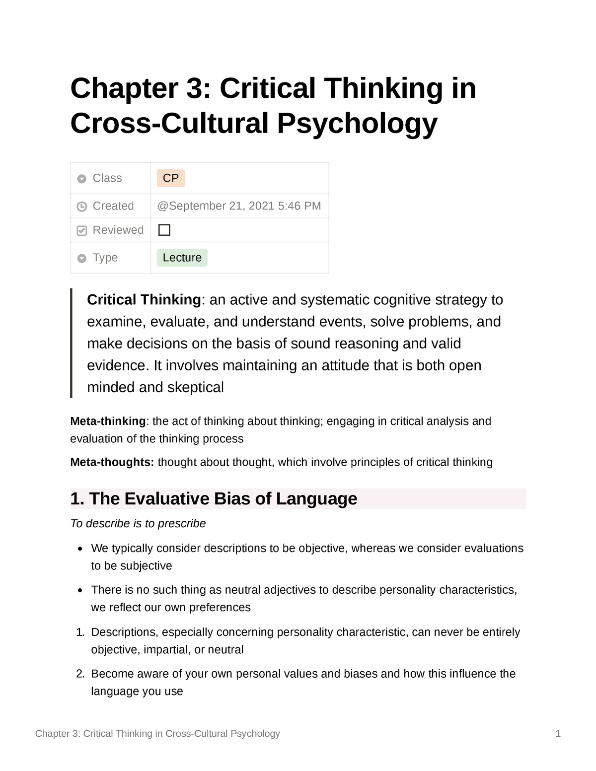 Chapter 3 Critical Thinking In Cross-Cultural Psychology - It Involves ...