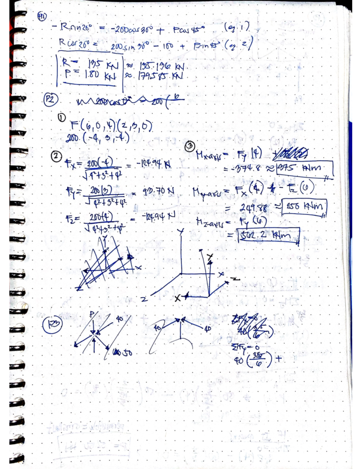 Statics - (191) P 45 (q.). Rcor26 N 200sin 300 100 prints (qz) 135 KN ...
