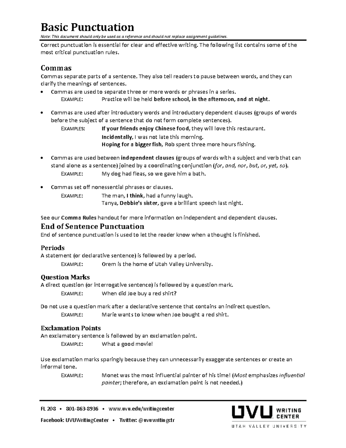 Basicpunctuation - helpful in grammar - Note: This document should only ...