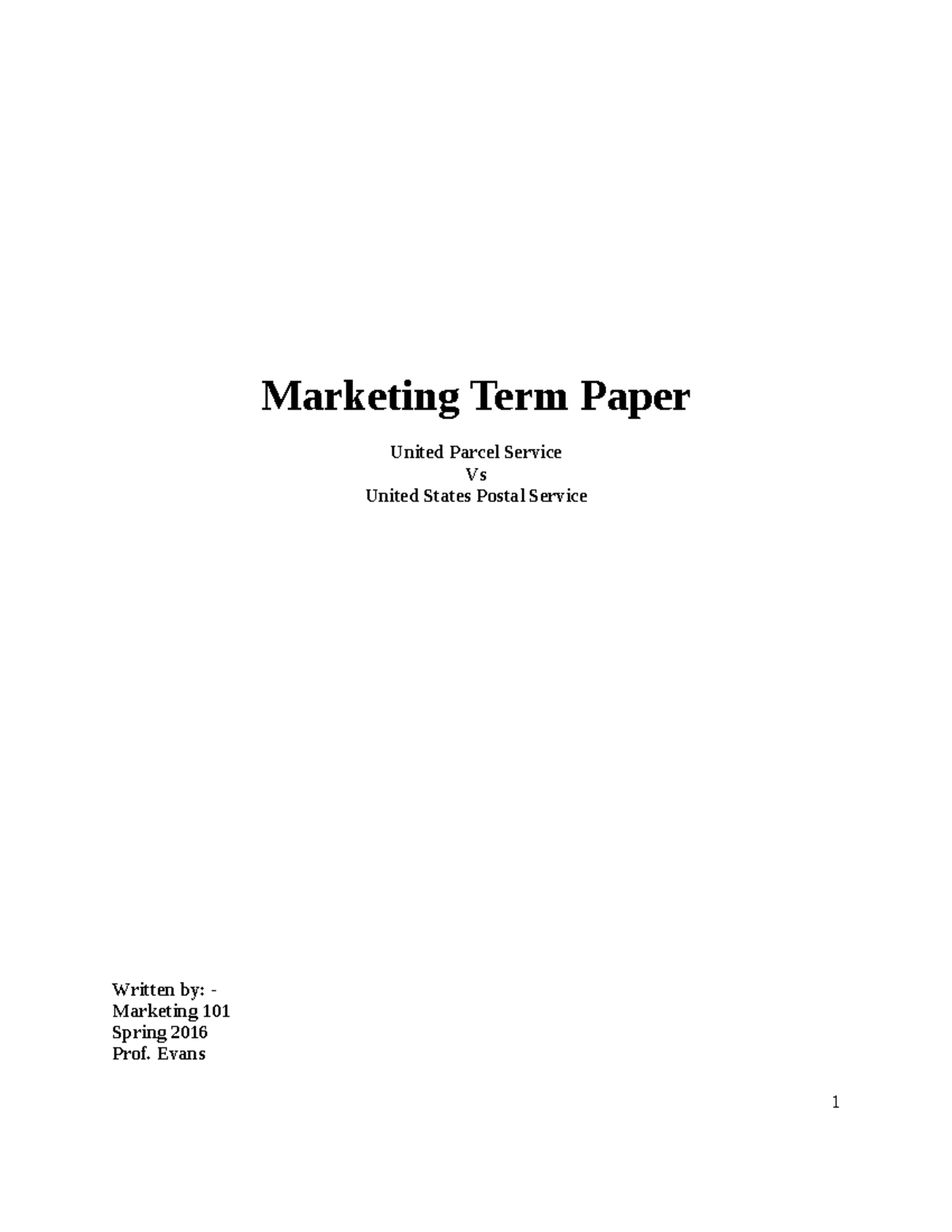 term paper on marketing strategy