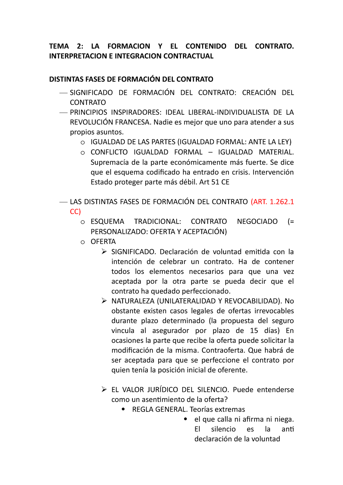 Tema 2 La Formacion Y El Contenido Del Contrato La Interpretacion E Integracion Contractual