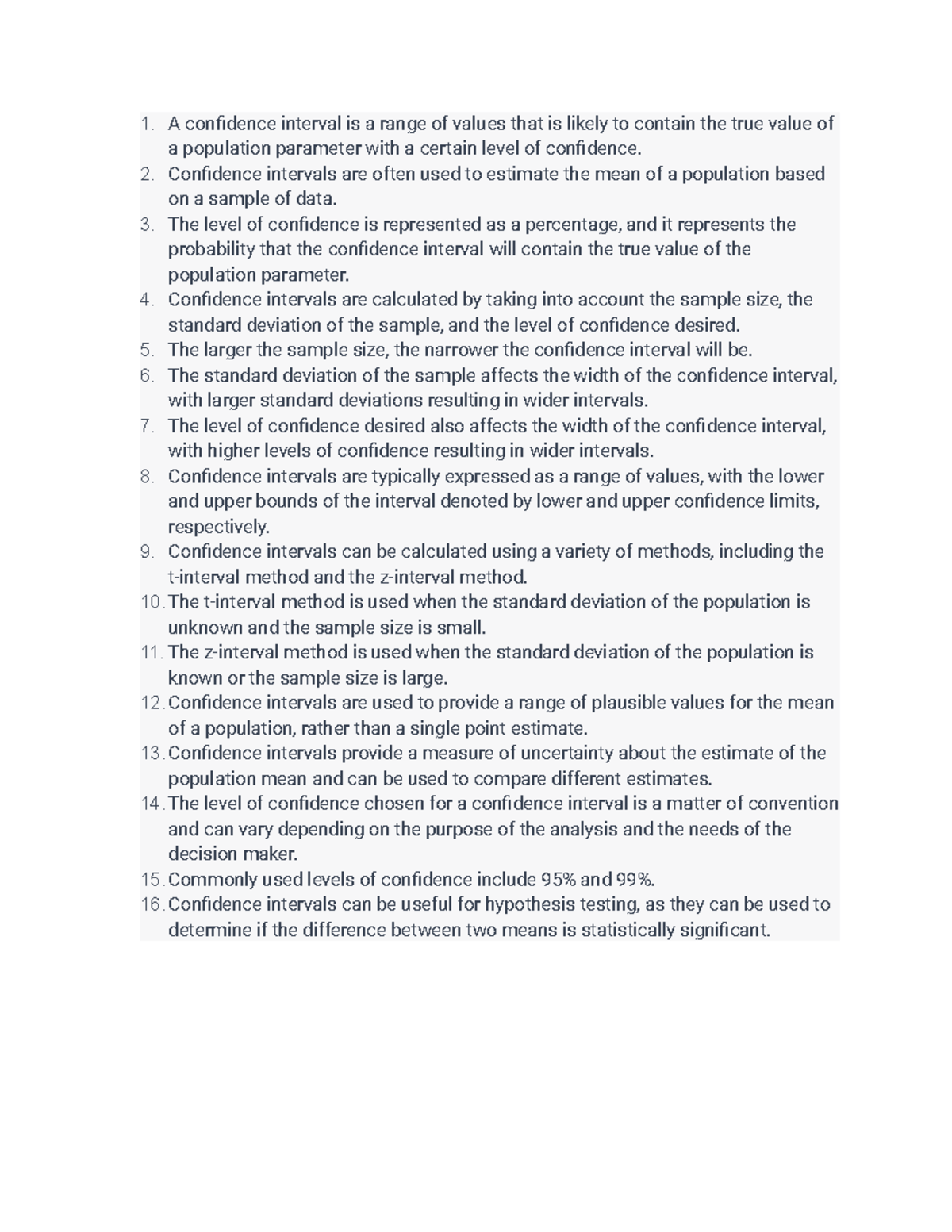 Confidence intervals for the mean - A confidence interval is a range of ...