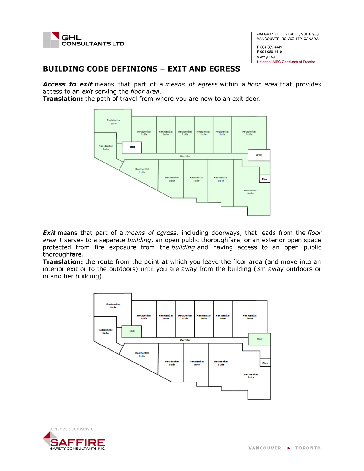 Exit Access to Exit and Means of Egress - 409 GRANVILLE STREET, SUITE 