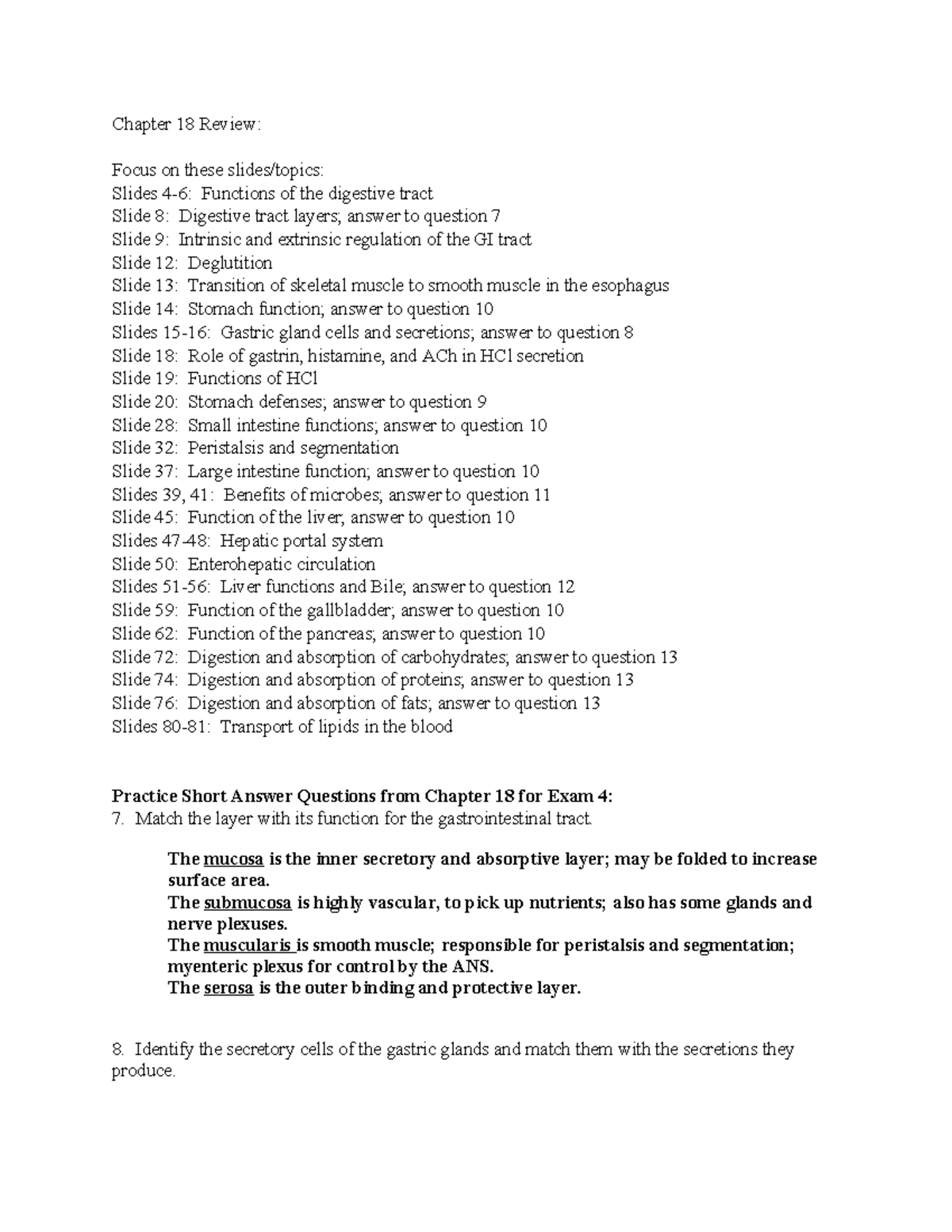 Chapter 18 Review Lecture Notes Chapter 18 Review Focus On These