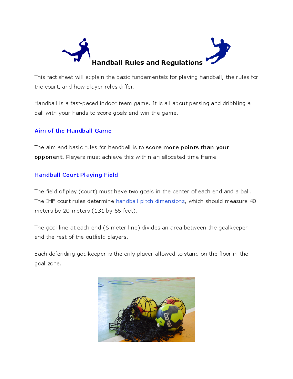 Handball Rules and Regulations Google Docs Handball Rules and Regulations This fact sheet