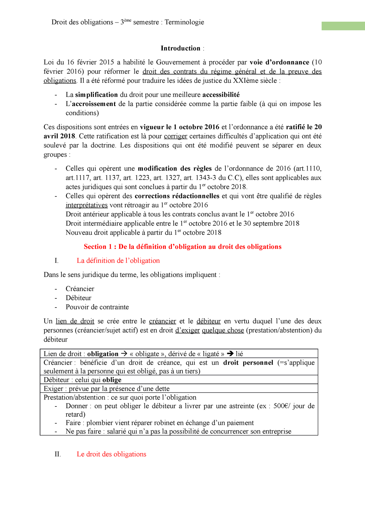 Chapitre Introductif Notes De Cours Droit Des Obligations Droit