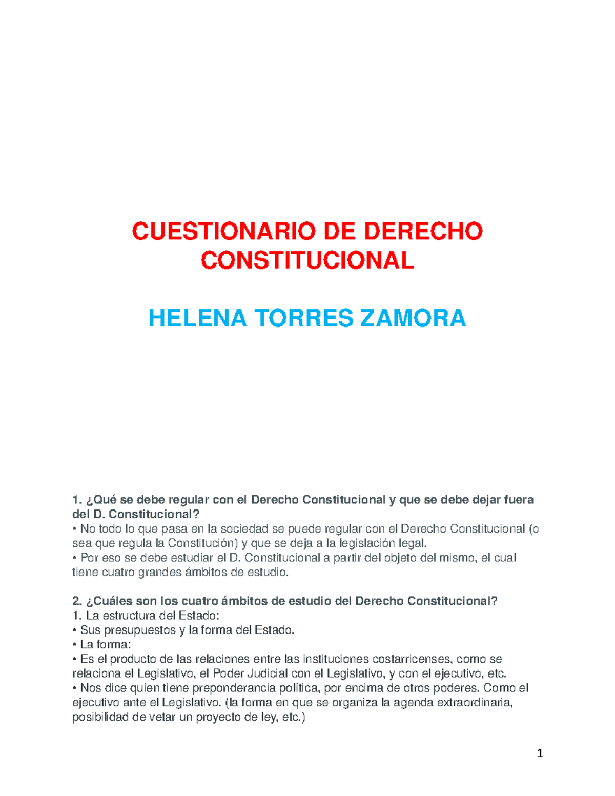 Cuestionario Derecho Constitucional - CUESTIONARIO DE DERECHO ...