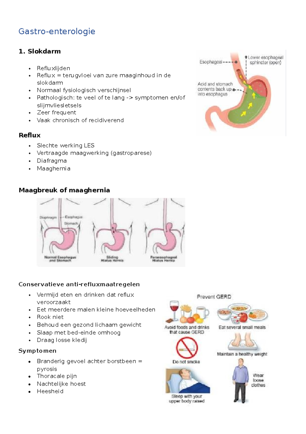 Samenvatting pathologie gastroentero Gastroenterologie 1. Slokdarm