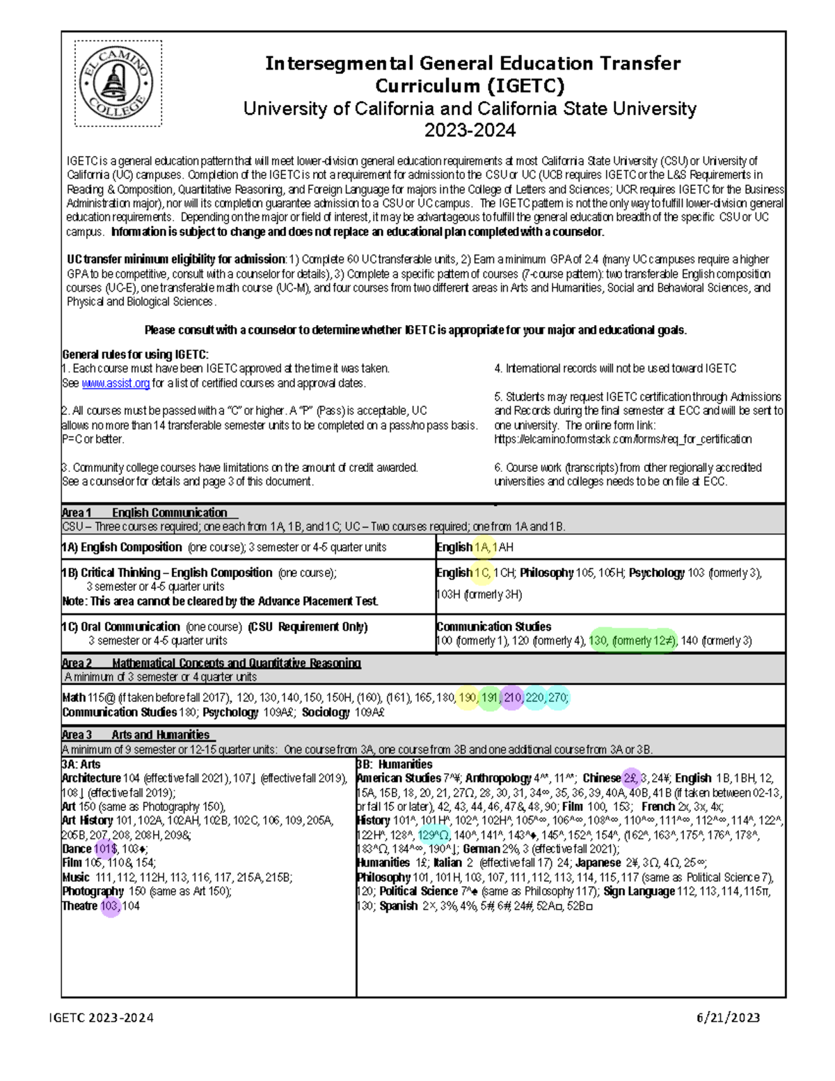 Igetc 2023 2024 2 Just information for transfers Intersegmental