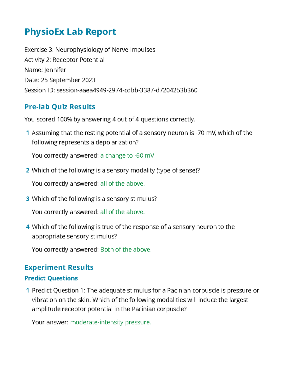 Physio Ex Exercise 3 Activity 2 - PhysioEx Lab Report Exercise 3 ...