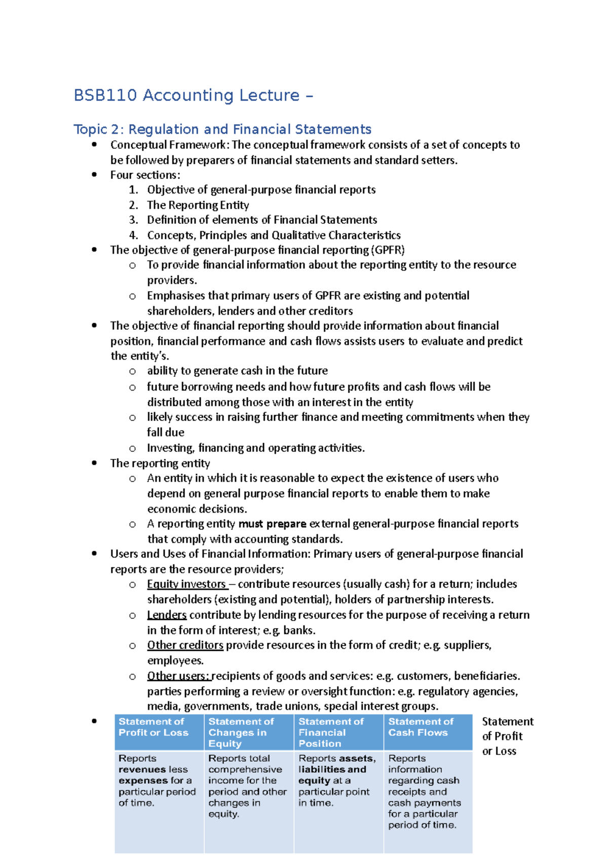 Accounting Lecture Notes - BSB110 Accounting Lecture – Topic 2 ...