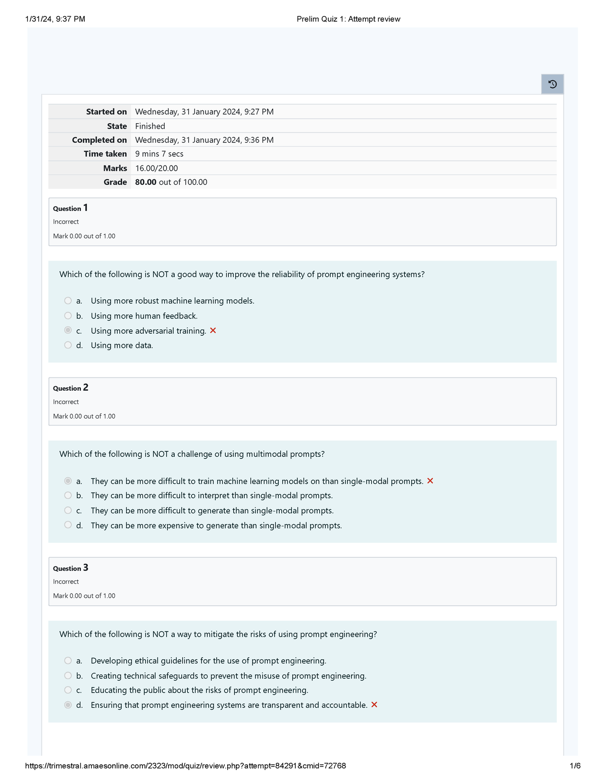 UGRD-AI6100 AI - Prompt Engineering - Prelim Quiz 1 2024review ...