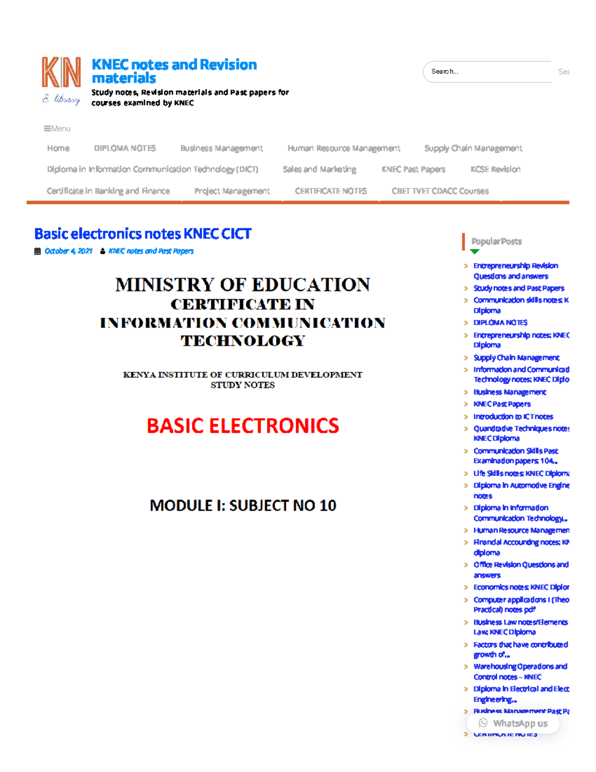 Basic Electronics Notes KNEC CICT - KNEC Notes And Revision Mate - KNEC ...