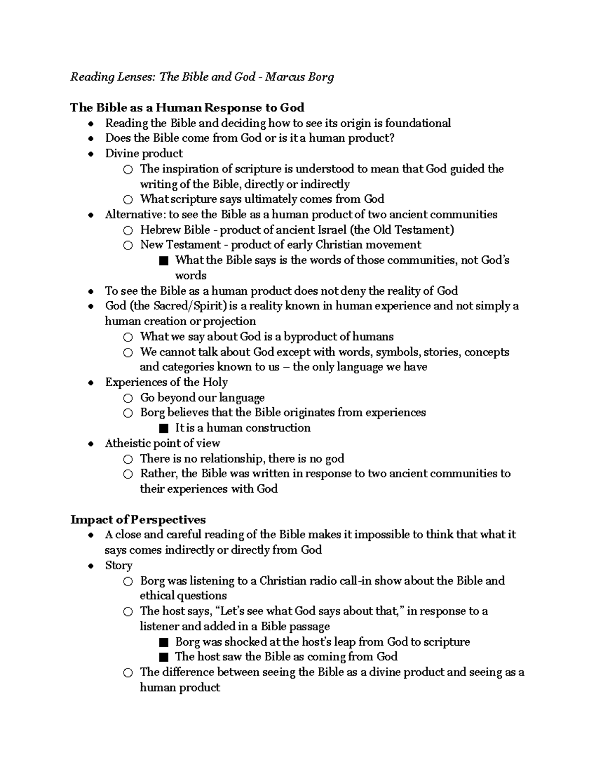 Theology 100 The Bible and God Notes - Reading Lenses: The Bible and ...