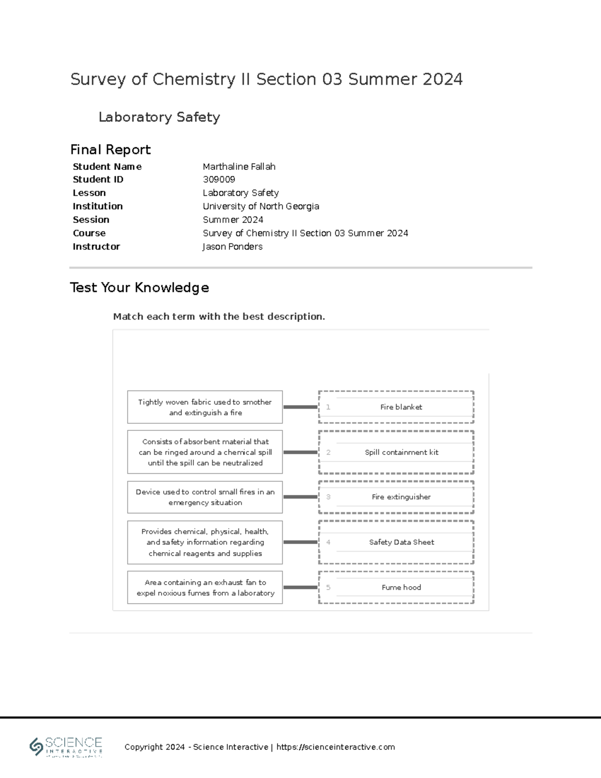 Laboratory Safety HOL SCIENCE 1152K LAB - Student Name Marthaline ...