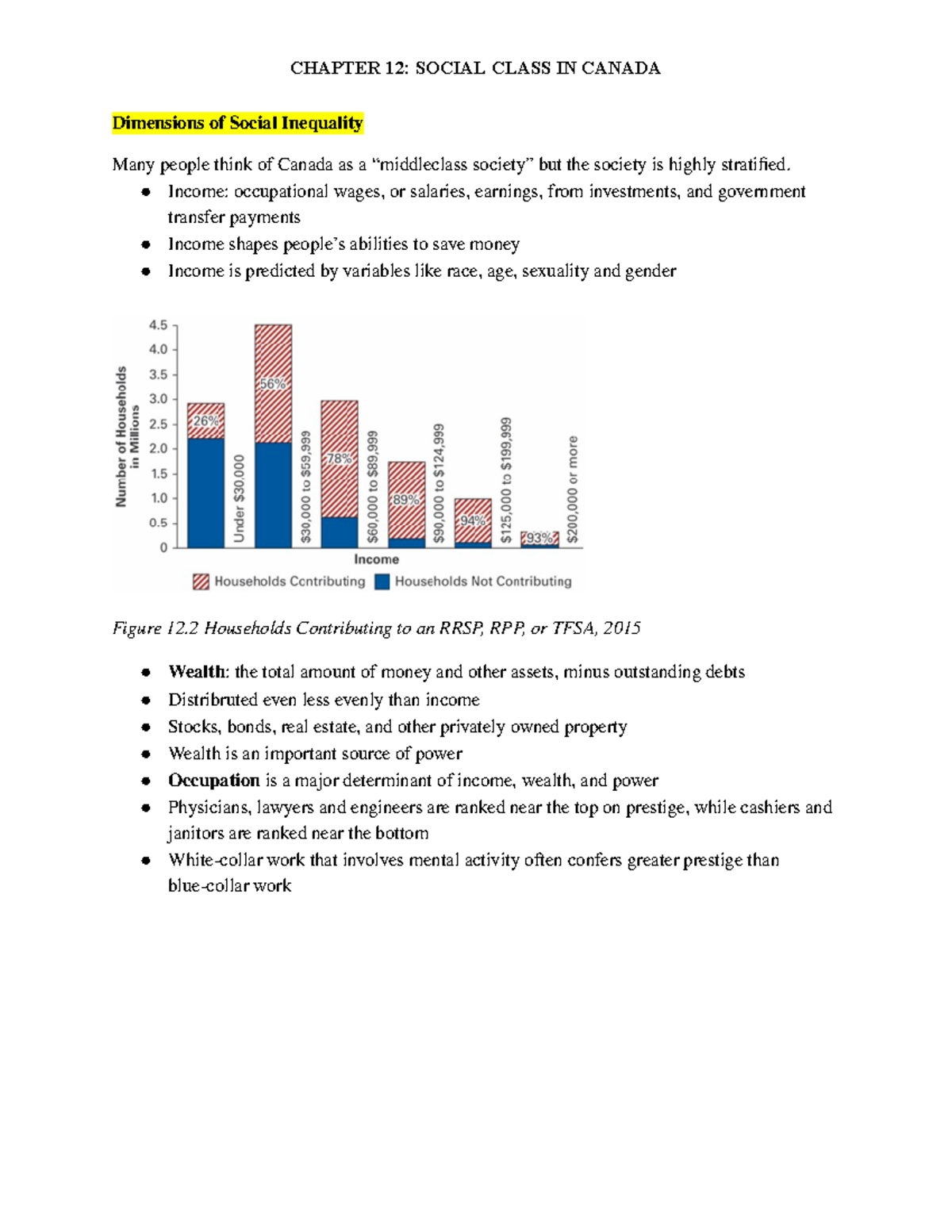 Chapter 12 Social Class in Canada Dimensions of Social Inequality