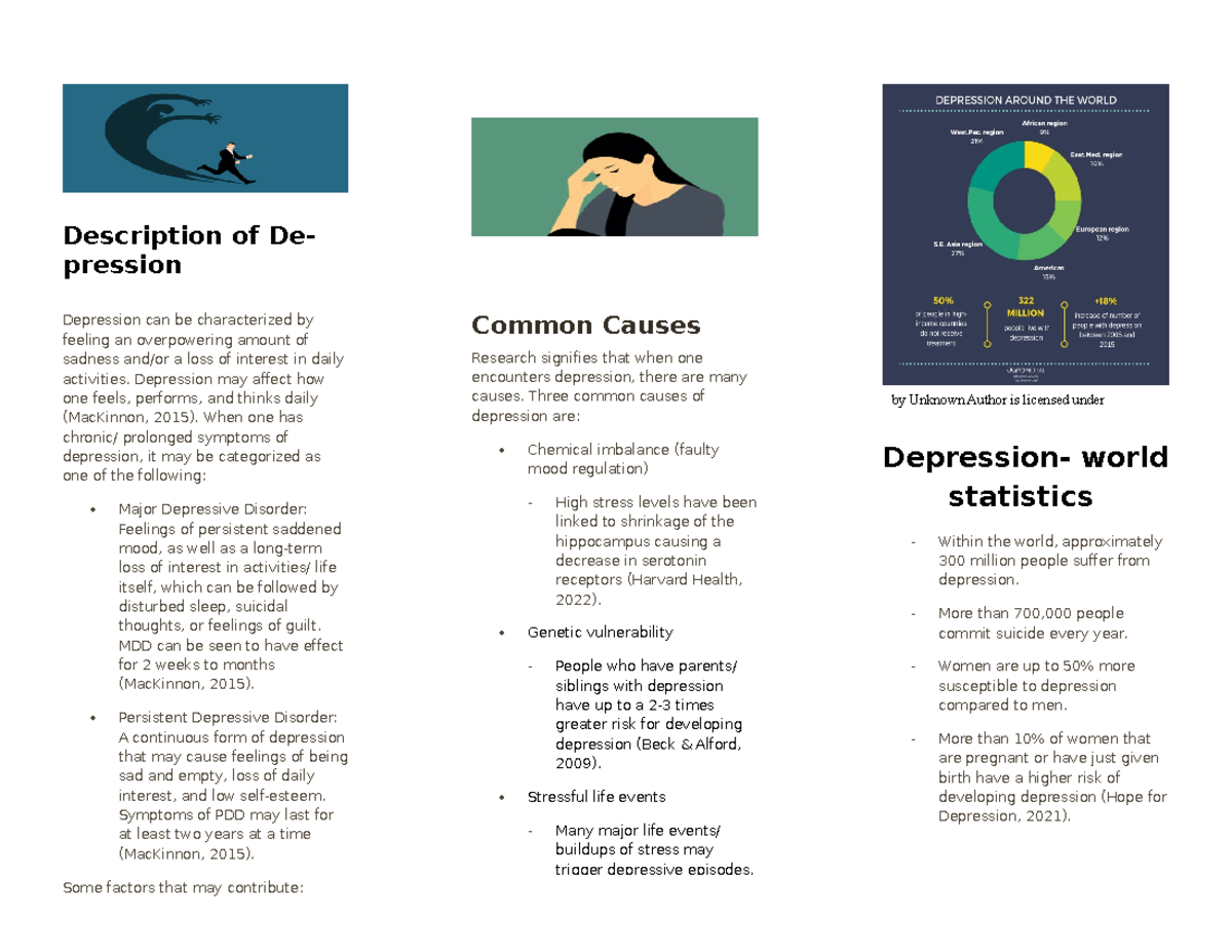 Mental health brochure - Description of De- pression Depression can be ...