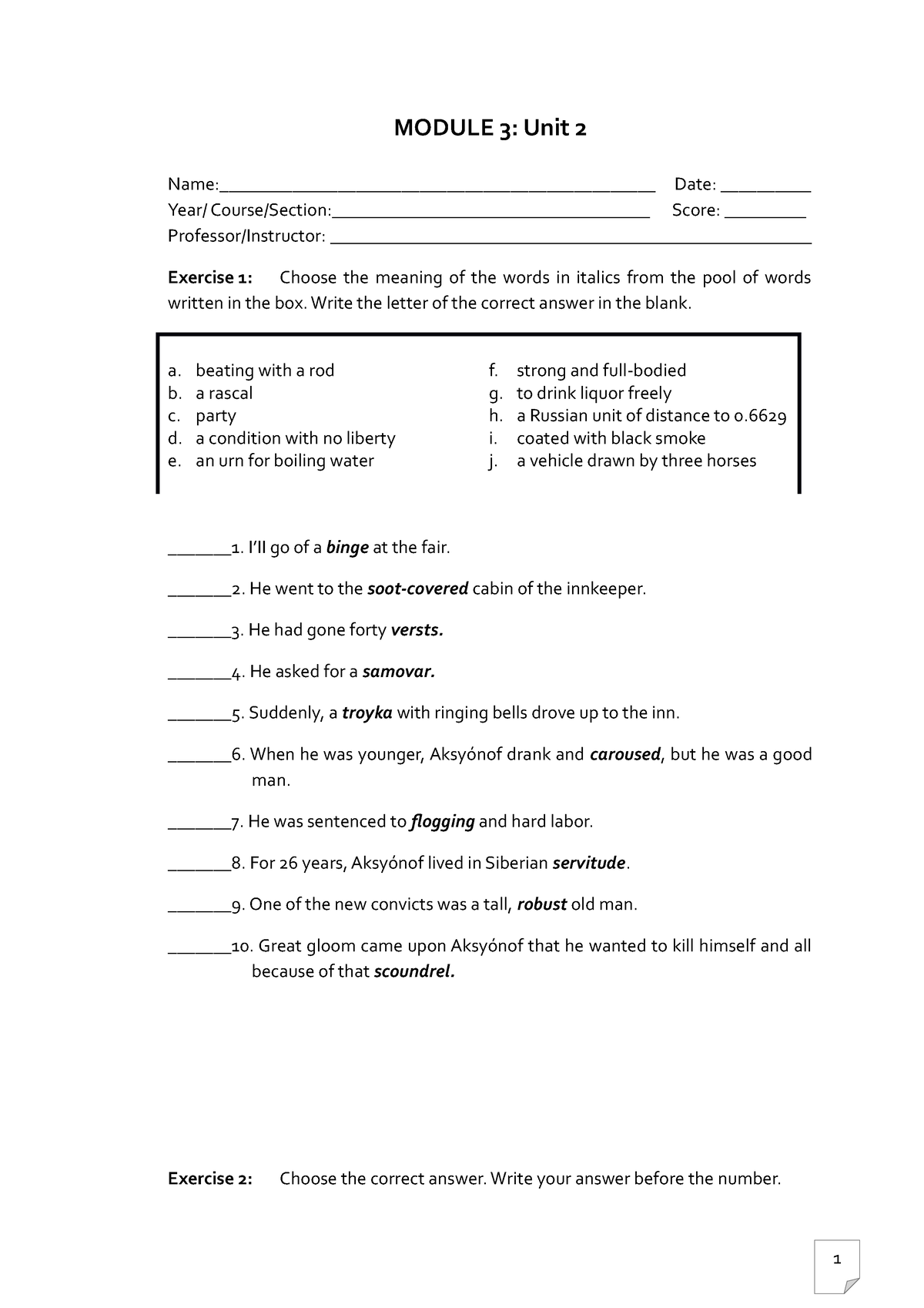 Module 3 UNIT2 Exercises Activities-2 - MODULE 3: Unit 2 - Studocu