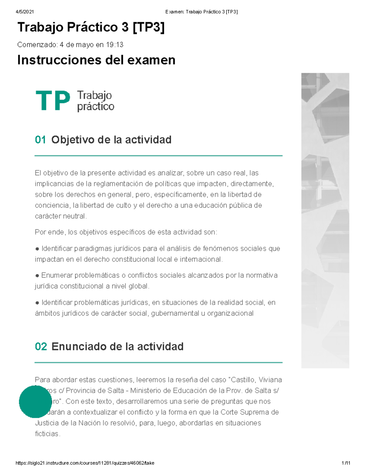 TP 3 Derecho Constitucional Siglo 21 - Trabajo Práctico 3 [TP3 ...