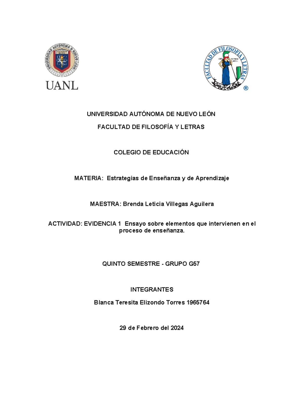 Evidencia 1 Estrategias - UNIVERSIDAD AUTÓNOMA DE NUEVO LEÓN FACULTAD ...