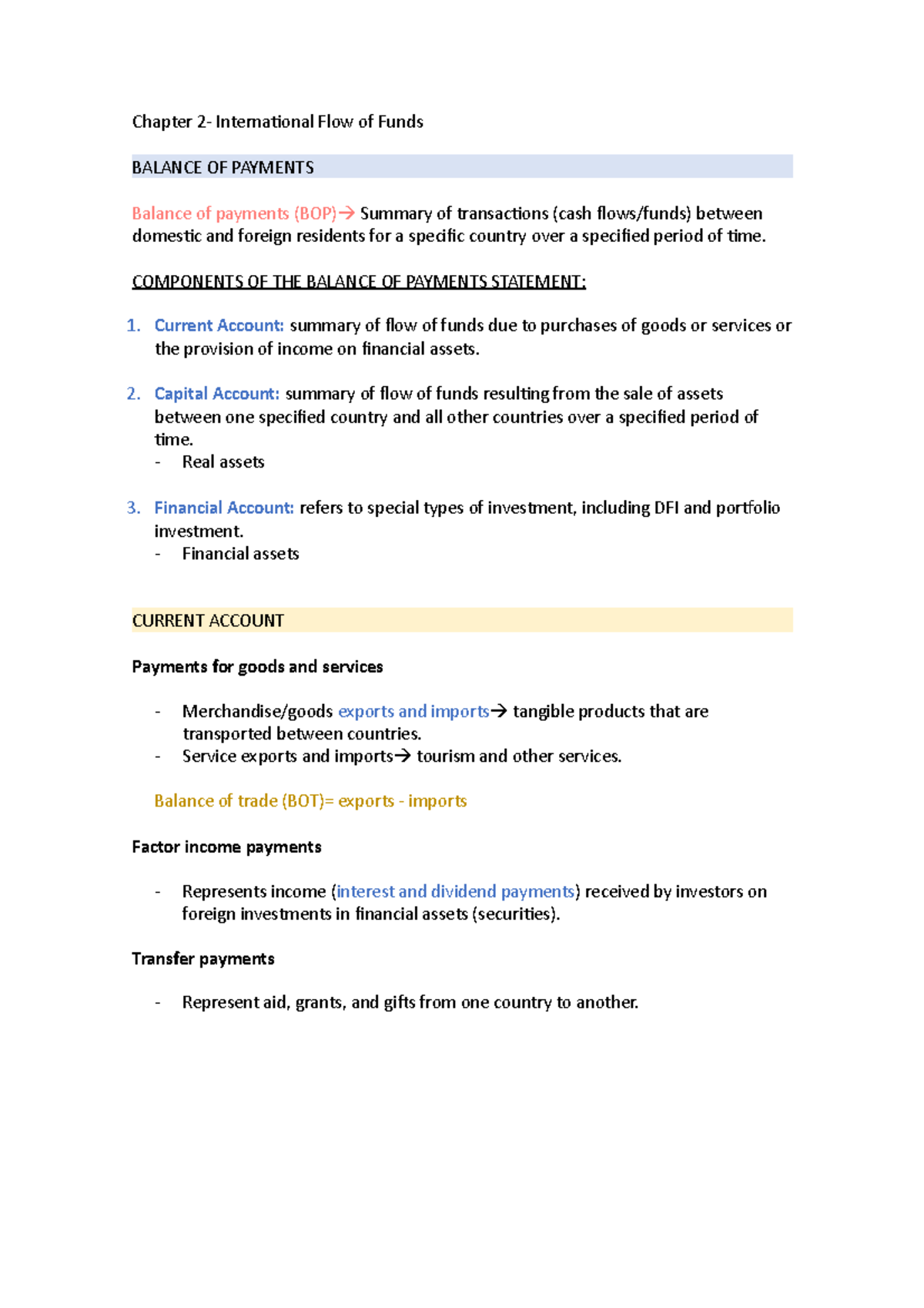 Chapter 2 IF - Lecture notes 2 - Chapter 2- International Flow of Funds ...