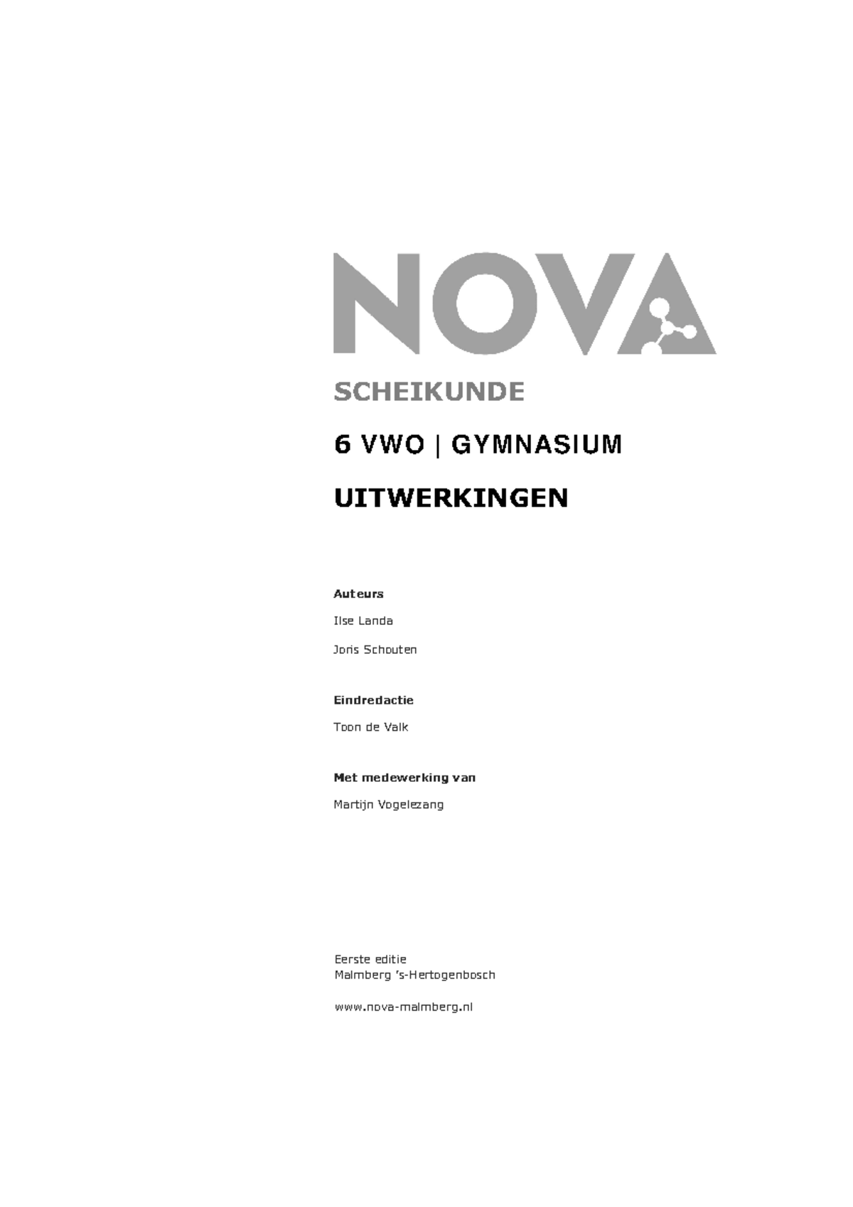 Nova Scheikunde Vwo Uitwerkingenboek Pdf Scheikunde Vwo