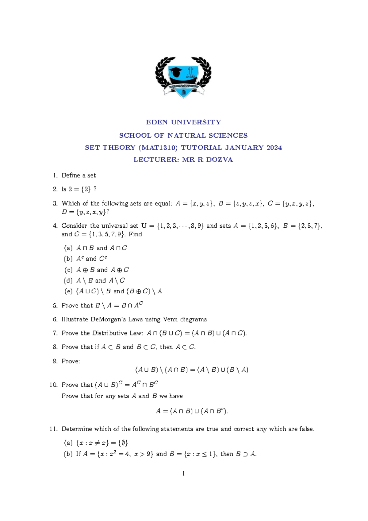 All Set Theories (applied mathematics) - EDEN UNIVERSITY SCHOOL OF ...