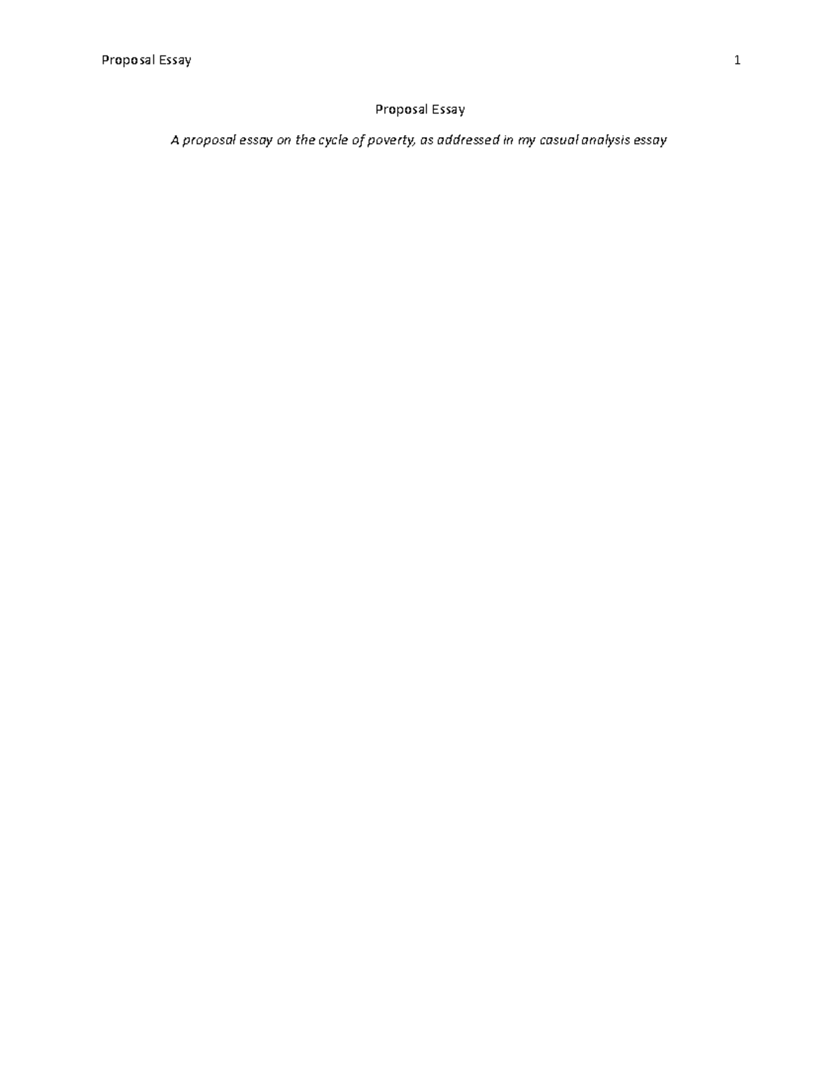 Proposal Redacted for Stu Docu - Proposal Essay A proposal essay on the ...