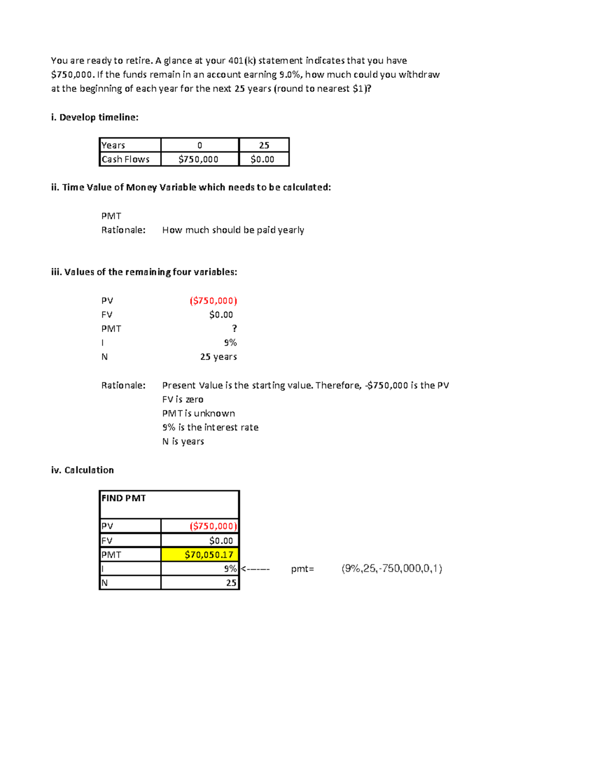 Assignment 1 number 9 - You are ready to retire. A glance at your 401(k ...